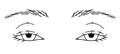 woman eyes, drooping eyelids, ptosis ,outline illustration